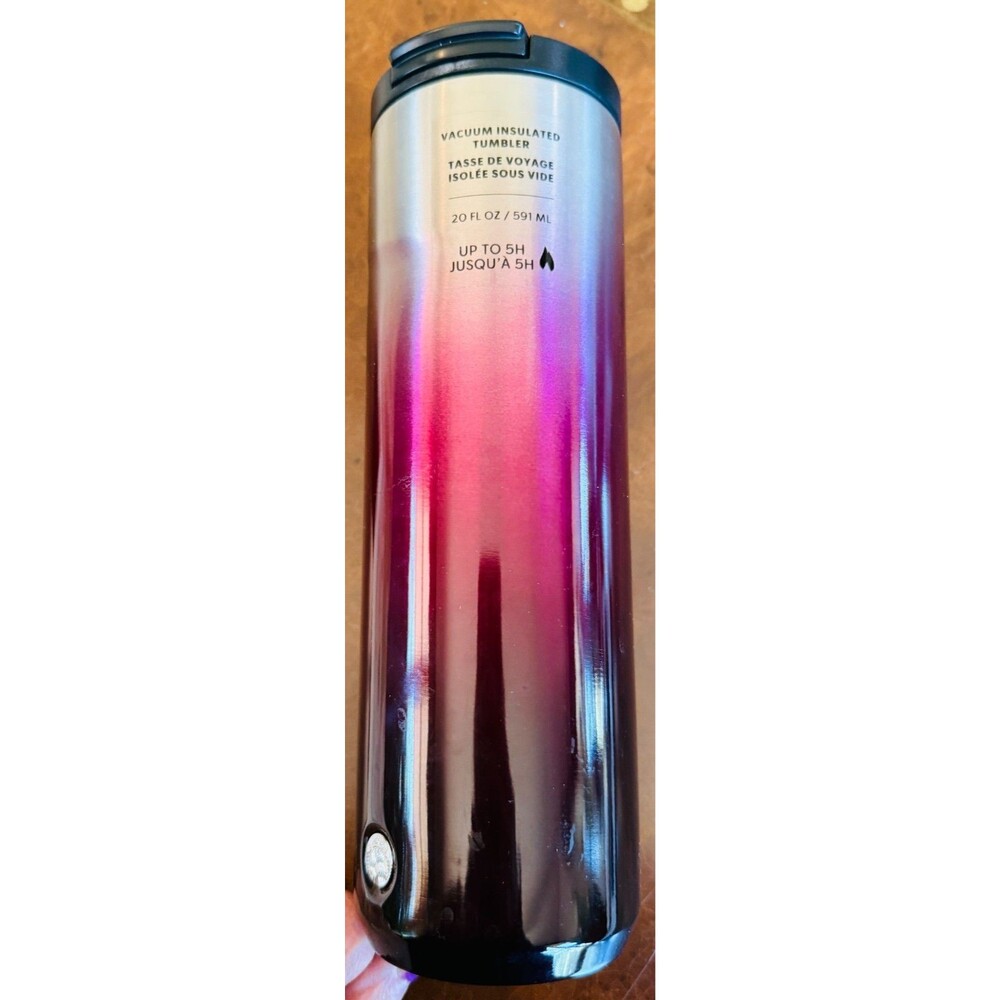 STARBUCKS Tumbler Silver Purple Ombre Vacuum Insulated Stainless Steel 20oz NEW